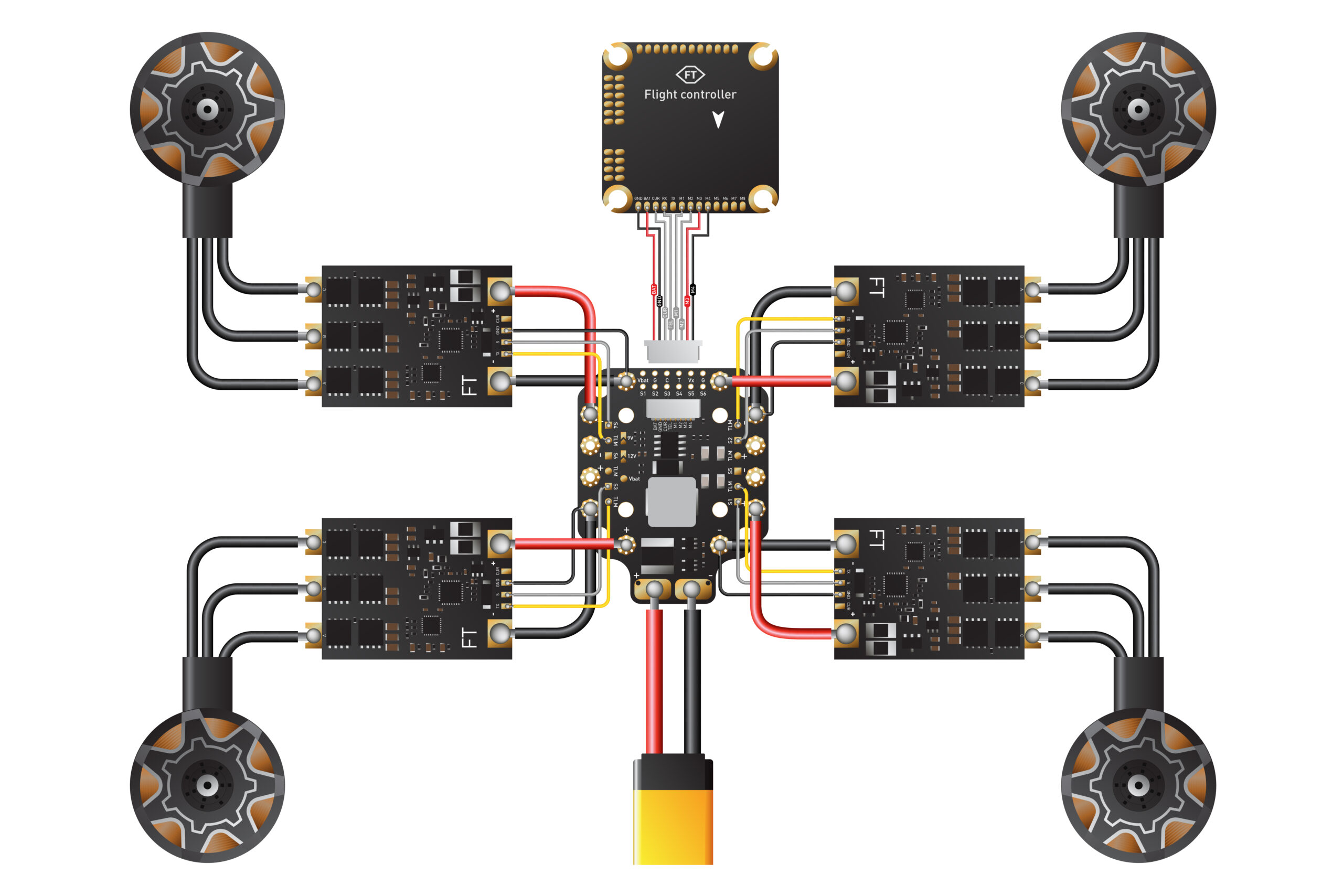 Регулятор швидкості FT ESC 70A 1в1 3&ndash;6S (32-bit) - схема підключення та технічні характеристики - #1